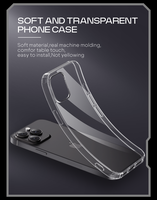 Ensemble de protection d'écran en verre trempé 3 en 1 avec étui de téléphone pour iphone 16 15 14