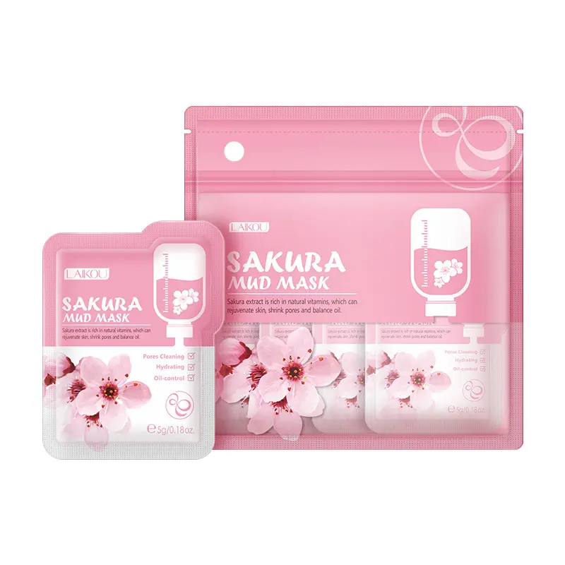 Mascherina giapponese per viso maschera idratante fango Sakura maschera nutriente 12 pz confezioni per la cura della pelle del viso