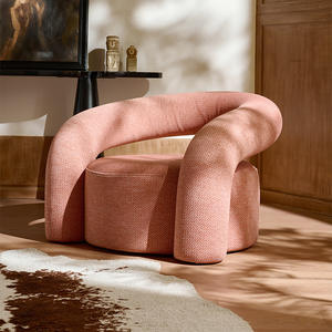 Sillón Individual Nora Rosa, Diseño Curvo, Tela Suave, Estructura de Armazón para Sala de Estar - Product Image 1