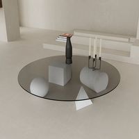 Table basse en verre trempé de style créatif et luxueux avec cadre en métal rond, design ultra-minimaliste moderne pour salon