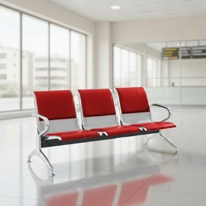 Fauteuil d'hôpital à dossier en maille avec cadre métallique, chaise de visiteur de bureau, chaise d'attente 3 places, chaise d'aéroport - Product Image 1