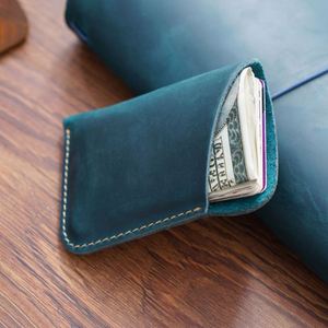 Slim Credit <b>Card</b> <b>Holder</b> Creasy Horse Leather Front Pocket <b>Wallets</b> Business <b>Card</b> <b>Holder</b> - Product Image 3