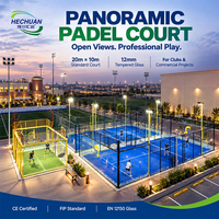 Terrain de padel panoramique de taille standard 20x10m du projet Hechuan Multiple Field Project avec verre trempé, gazon artificiel et éclairage LED