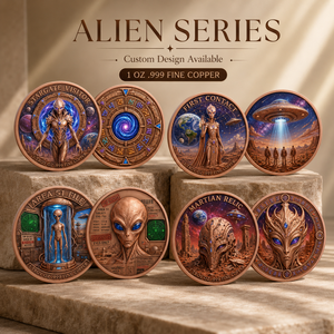 Pièce de collection en cuivre pur 999 de 1 oz, colorée, à relief élevé, motif Alien, avec capsule – Artisanat métallique - Product Image 2