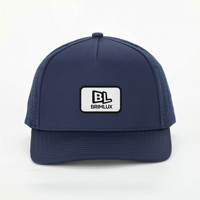 Casquette de baseball en polyester imperméable pour homme avec logo brodé 3D personnalisé en caoutchouc, perforations découpées au laser et cordon