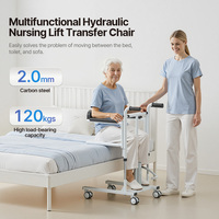 Chaise de transfert de patient hydraulique multifonctionnelle ZW302-2 pour soins aux personnes âgées, acier au carbone et ABS, capacité de 120 kg