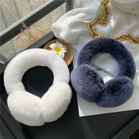 Cache-oreilles d'hiver en fourrure de lapin Rex fantaisie pour filles, vente en gros, cache-oreilles en vraie fourrure de lapin Rex, chauds, pliables, pour femmes