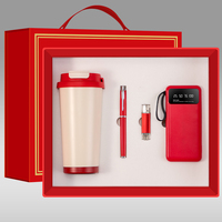 Ensemble cadeau d'affaires haut de gamme en gros avec logo personnalisé, comprenant une tasse de 500 ml, un stylo, une batterie externe USB de 10000 mAh - Design moderne pour hommes