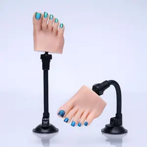 Pediküre-Übungs werkzeuge Weicher Silikon-Fuß halter Maniküre Nail Art Training Display Modell Fuß zehen mit Basis