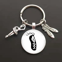 Porte-clés Cabochon en Verre Chaussures de Ballet avec Breloques Ballerine et Chaussures de Danse, Cadeaux Souvenirs Studio de Danse, Accessoires de Danse