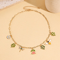 OEM ODM Mode Décorations d'été et de vacances Formes abeille libellule Boucles d'oreilles fleur pour filles Breloques de collier en émail Ensembles de bijoux en émail