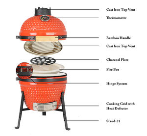Gril Kamado Komodo <span class=keywords><strong>BBQ</strong></span> Auplex Mini Joe Portable de Voyage en Céramique de 13 Pouces au Charbon de Bois - Product Image 5