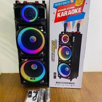 NDR-1526 Altavoz de Karaoke Inalámbrico Doble de 15 Pulgadas, Caja de Sonido DJ Profesional con Iluminación LED RGB, Altavoz de Madera para Fiestas, Altavoz de Plástico para Computadora