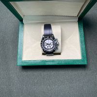 Montre-bracelet mécanique automatique chronographe avec 3 sous-cadrans, lunette en céramique, tachymètre, bracelet en caoutchouc noir, index lumineux, étanche