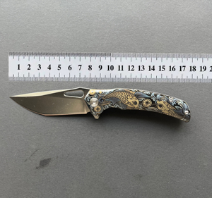 <span class=keywords><strong>Couteau</strong></span> tactique EDC de luxe avec cadre en titane, lame VG10, finition polie à la main, roulement en céramique Koi coloré, outil d'extérieur - Product Image 5