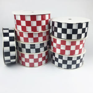 OKAY Custom 25mm Single Face White <span class=keywords><strong>Ribbon</strong></span> Racing Karierte Flagge Wärme übertragung Gros grain Bänder - Product Image 3