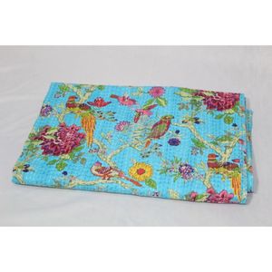 Tropical Home Decor Indian Kantha <b>Bedspread</b> & <b>Quilt</b> Handmade Printed Cotton Washable Soft Eco-Friendly Housewarming Gift - Product Image 5