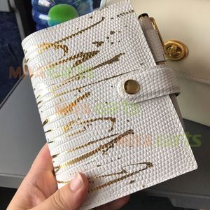 Housse dorée en cuir PU personnalisée, couture, à 6 anneaux, pour journal intime avec poche intérieure, <span class=keywords><strong>couverture</strong></span> pour planificateur en lézard, 1 pièce - Product Image 2