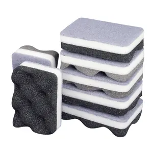3 Layer Wavy Sponge With Light/ Heavy Duty Scouring Pads Scourer Grey /black/ White 3 Colors Kitchen Sponge Clean