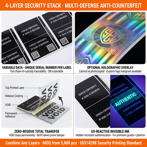 Étiquettes adhésives en <span class=keywords><strong>acrylique</strong></span> holographiques anti-contrefaçon, personnalisées et imprimées, pour autocollants de contrôle du panneau avant des téléphones mobiles - Product Image 4