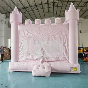 वाणिज्यिक ग्रेड पीवीसी बच्चों वयस्क पार्टी के किराये बड़ा Inflatable हवा बाउंसर Inflatable Trampoline 13x13ft हल्के गुलाबी उछाल घर