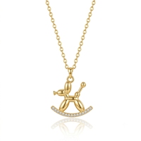 Collier Pendentif Chien Ballon en Argent Sterling 925 et Zircon, Bijou Tendance