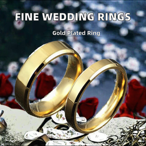 高品质不锈钢结婚戒指镀金经典订婚情侣戒指派对男女批发 - Product Image 3