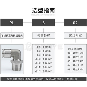 Adaptador Neumático de Conexión Rápida de Acero Inoxidable 304 PL8-02 en Ángulo Recto para Sistemas de Aire - Product Image 2
