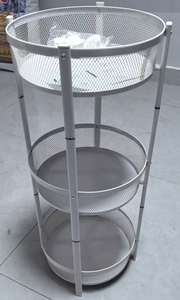 Panier de rangement pliable à 3 niveaux en métal pour cuisine, étagère de rangement, chariot de rangement roulant pour la maison et la salle de bain - Product Image 5