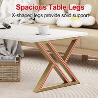 Mesa de Centro con Patas de Metal con Acabado Dorado, Muebles Contemporáneos para Sala de Estar, Mesas de Té Rectangulares, Mesa Baja