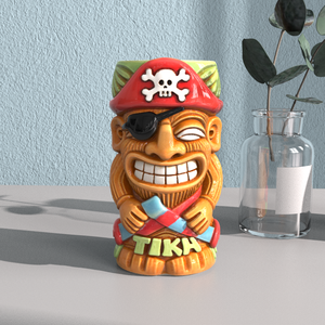 Bán buôn đầy màu sắc phong cách Polynesian barware tùy chỉnh tay sơn cốc Cocktail gốm cướp biển Tiki Mug cho rum đồ uống - Product Image 4