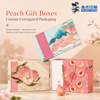 Boîte d'emballage ondulée personnalisée avec illustration de fruits en aquarelle, multi-styles, pour la vente au détail de fruits frais de marque (parfait pour les pêches)