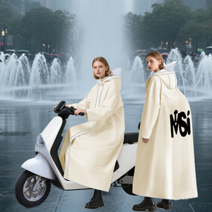 Customizável Estendido Solto Impermeável Adulto Unisex Espessado Poliéster <span class=keywords><strong>Raincoat</strong></span> com Ampla Capa Brim - Product Image 1
