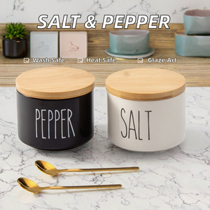 <span class=keywords><strong>Arredamento</strong></span> moderno cucina 270ml capacità di <span class=keywords><strong>sale</strong></span> in ceramica e pepe ciotole con coperchio di bambù - Product Image 5