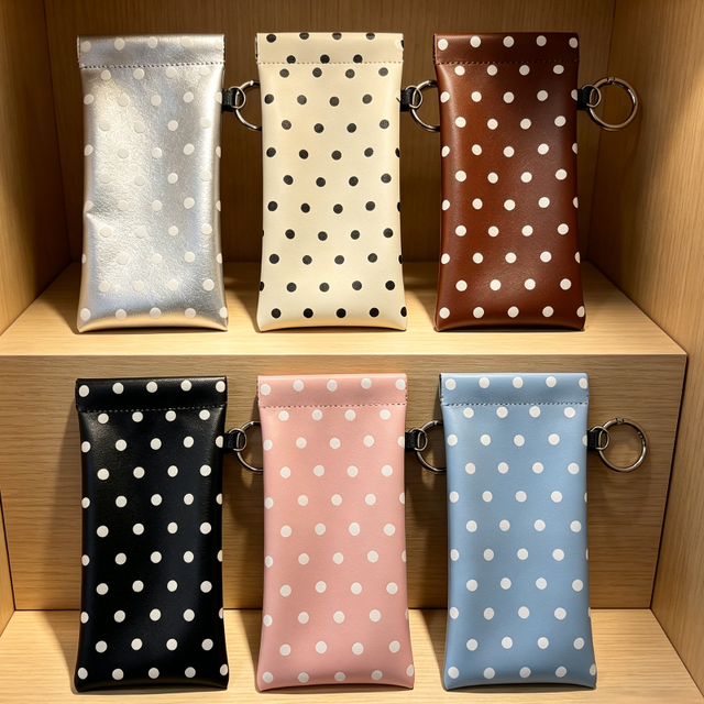 Creative Classic PU Leather Dot Pattern Eyeglasses Storage Bag Portable Water Resistant Sunglasses Case for Outdoor Travel