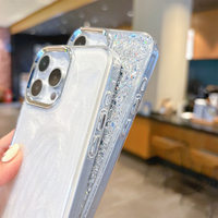 Coque de téléphone pour femme en silicone TPU de style coréen, avec paillettes brillantes en résine époxy de luxe, pour iPhone 17 14 15 16 Pro Max