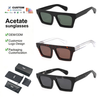 Fabricant de lunettes de soleil polarisées en acétate, surdimensionnées, rectangulaires, épaisses, de style hip-hop, avec logo personnalisé, de luxe