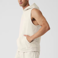 Sweat-shirt sans manches en molleton français pour homme avec logo personnalisé, style streetwear, tricoté, décontracté, pour le sport