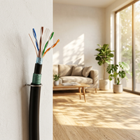 Cable de Red Cat6 UTP Blindado de Cobre Sólido de 0.56mm con Relleno de Gel y Doble Cubierta de PE, 23AWG, 8 Conductores, 305m/1000ft, Cable LAN
