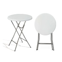 Usine Directe Portable 110cm Banquet De Mariage Pliable Blanc HDPE En Plastique Cocktail Haute Bar Table En Plein Air École Supermarché
