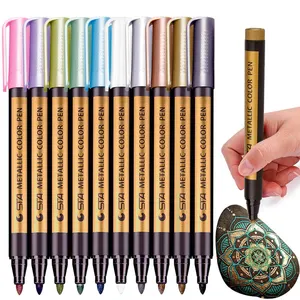 10 видов цветов моющиеся металлические цветные ручки, маркеры для напитков, маркер для бокалов вина
