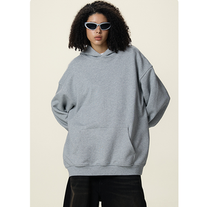 เสื้อมีฮู้ดโอเวอร์ไซส์สำหรับผู้ชายเสื้อแบบสวมศีรษะโอเวอร์ไซส์ผ้าคอตตอนเทอร์รี่ผ้าหนาพิมพ์ลาย520GSM โลโก้ออกแบบได้ตามต้องการ - Product Image 3