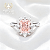 Bijoux de mode - Argent 925, plaqué or 18 carats, saphir rose - Bague en moissanite pour femme. Disponible en gros.