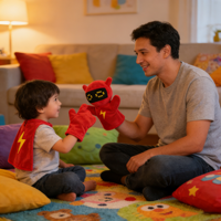 Maßgefertigte Hochwertige Ultra-Weiche Rote Roboter-Handpuppe für Kinder-Rollenspiele und Früherziehung Interaktives Plüsch-Spielzeug