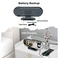 Nouvelle Horloge Réveil Numérique Intelligente à LED pour la Maison, Grand Écran, Projection Miroir, Mémoire de l'Heure, Calendrier, Réglable