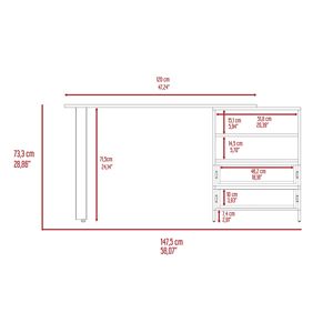 Light Gray 2-Drawer 2-Shelf <b>Computer</b> Writing <b>Desk</b> - Product Image 6