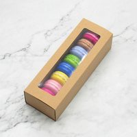 Boîtes à macarons kraft brunes avec fenêtre d'affichage transparente, petite boîte d'emballage de boulangerie à macarons pour desserts aux truffes