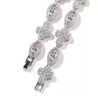 Chaîne à maillons tendance en laiton plaqué or 18 carats avec zircon 5A, motif œil croisé cubain, bijoux de fête pour unisexe