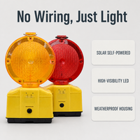 Feu de signalisation routière solaire LED JLD-51 ambre en plastique, haute intensité, réflecteur prismatique, étanche IP65, à montage au sol