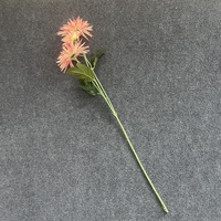 Chrysanthème artificiel de qualité supérieure pour décoration de cercueil et de tombe, fleur à 3 têtes, faux tige unique, vente en gros